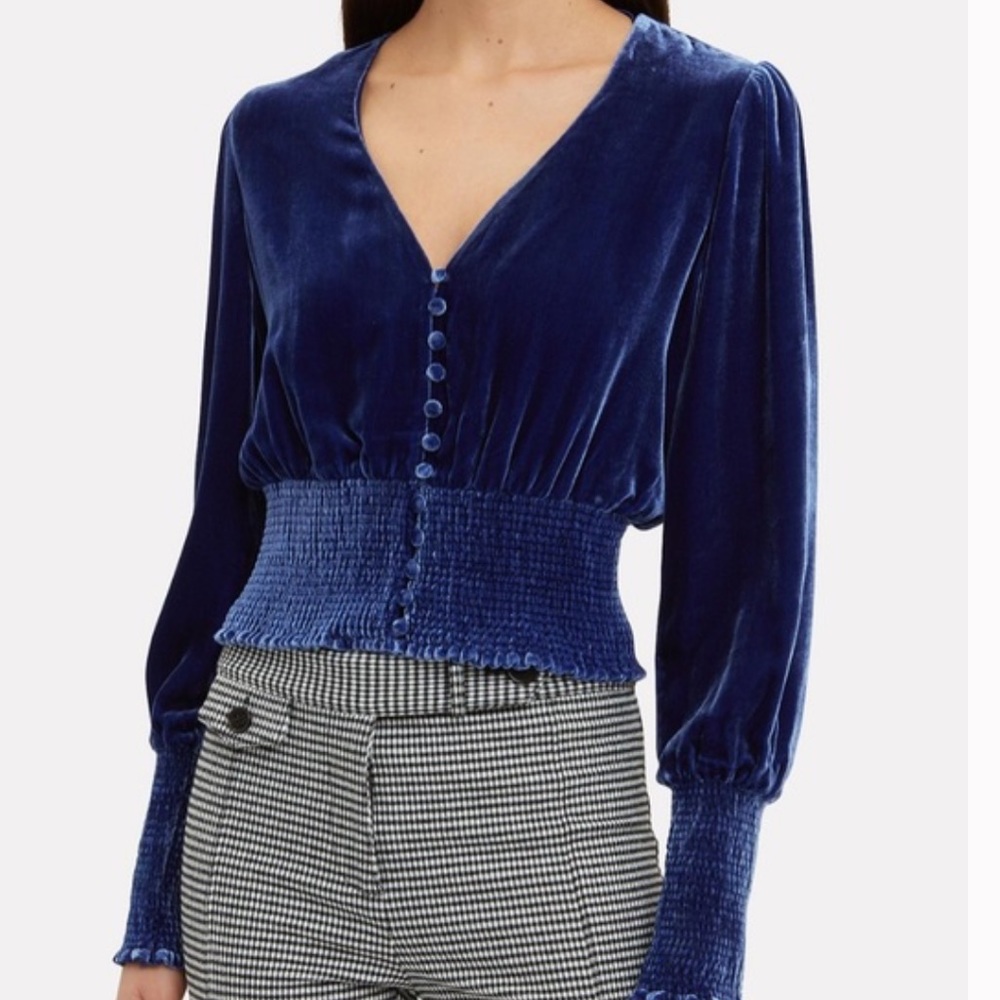 Intermix blue velvet top